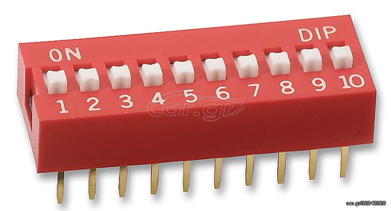 Slide Type Switch 2.54mm - 10 Position Way DIP Red