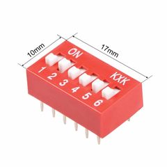 Slide Type Switch 2.54mm - 6 Position Way DIP Red