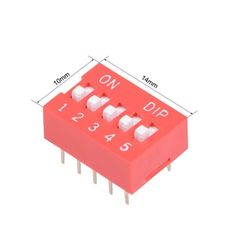 Slide Type Switch 2.54mm - 5 Position Way DIP Red