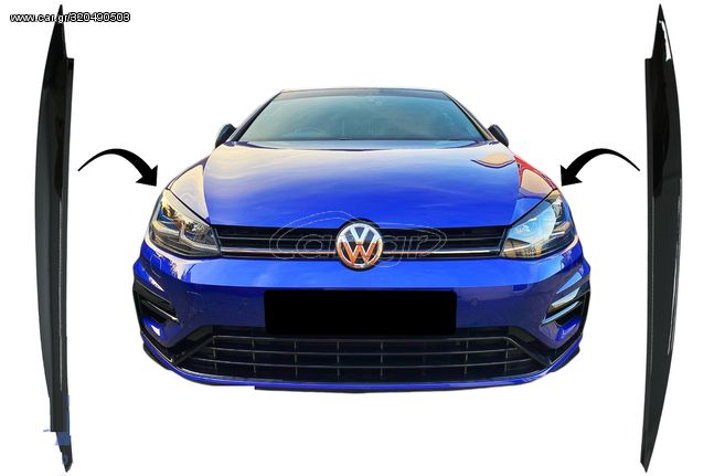 Φρυδάκια Φανών VW Golf VII 7 (2013-2017) Μαύρο Γυαλιστερό 