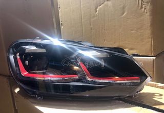 Μπροστινά Φανάρια  Vw Golf VI (6) 08-12 DRL & Led Signal Dynamic Look Golf 7,5 GTI BLACK/RED -thumb-3