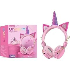 Bluetooth Ασύρματα Παιδικά Ακουστικά On Ear Unicorn με Ενσωματωμένο Μικρόφωνο Ροζ