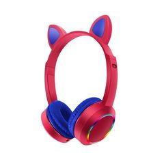 Bluetooth Ασύρματα Ακουστικά Αυτιά Γάτας με Πολύχρωμα Φώτα RGB & Ενσωματωμένο Μικρόφωνο - Wireless Cat Ear Headphones AKZ-K24 Κόκκινο