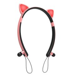 Bluetooth Ασύρματα Ακουστικά Ψείρες με Μαγνήτη, Στερεοφωνικά & LED Αυτάκια Γάτας - Luminous Wireless Earphone Cat Ear ZW-29 Ροζ OEM