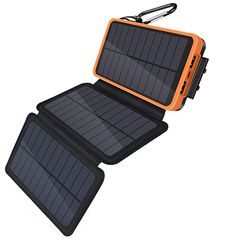 Αδιάβροχη Ηλιακή Μπαταρία Φορτιστής με 3x Ηλιακά Πάνελ 20000mAh Υψηλής Ισχύος 2A & Φωτιστικό , Φακό LED - Foldable Solar PowerBank