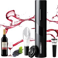 Επαναφορτιζόμενο Φορητό Ηλεκτρικό Ανοιχτήρι Κρασιού - Τιρμπουσόν, Πώμα & Δαχτυλίδι Σταξίματος με Φωτισμό LED - Electric Wine Opener Set