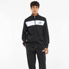 Men's Puma Polyester Tracksuit Black | 845844-01 Φόρμα Μαύρο-Λευκό