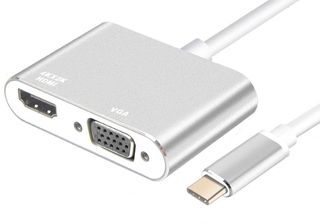 POWERTECH converter USB Type-C σε VGA και HDMI 4K ασημί - (PTH-041)