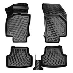 Πατάκια Σκαφάκια 3D Από Λάστιχο TPE Για VW Golf 7 VII/T-Roc/Leon 5F / Audi A3 8V/Audi Q2/Skoda Karoq Rizline 4 Τεμάχια Μαύρα