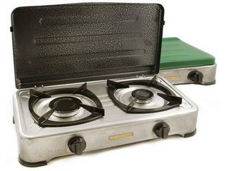 Οικιακό Κουζινάκι Υγραερίου INOX με 2 Μεγάλες Εστίες και Καπάκι CalferGas CFO-2ΜΙ