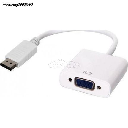 POWERTECH μετατροπέας DisplayPort 20pin male σε VGA 15pin female, λευκό