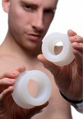 Stretch Master 2 pc Silicone Anal Grommet Set - White-thumb-2
