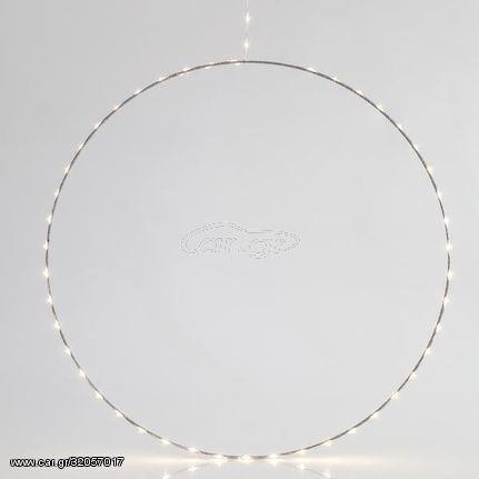 Eurolamp Ασημι Δαχτυλιδι Φωτιζομεν0 50Cm, 50 Mini LED Στο Δαχτυλιδι Και 15 Mini LED Στο Καλωδιο, Σταθερος Μετασχηματιστης, Ασημι Χαλκινο Καλωδιο, Θερμο Λευκο LED, Προεκταση Παροχης 3M, Ip44 - 600-2241