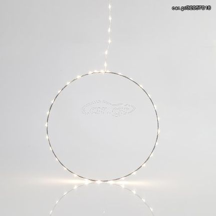 Eurolamp Ασημι Δαχτυλιδι Φωτιζομεν0 30Cm, 30 Mini LED Στο Δαχτυλιδι Και 15 Mini LED Στο Καλωδιο, Σταθερος Μετασχηματιστης, Ασημι Χαλκινο Καλωδιο, Θερμο Λευκο LED, Προεκταση Παροχης 3M, Ip44 - 600-2241