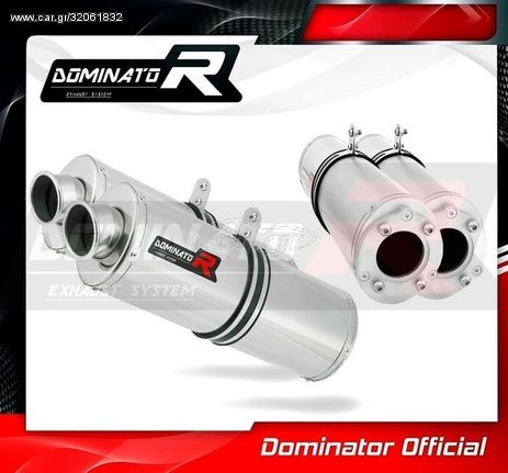 Dominator Εξατμίσεις Διπλά Τελικά Oval S.Steel Suzuki TL 1000 S/R  1997 - 2000 Με Σιγαστήρες