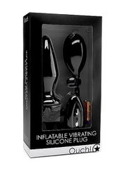 Inflatable Vibrating Silicone Plug - Black-thumb-1