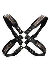 Men's Pyramid Stud Body Harness - One Size - Black-thumb-4