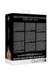 Men's Pyramid Stud Body Harness - One Size - Black-thumb-3