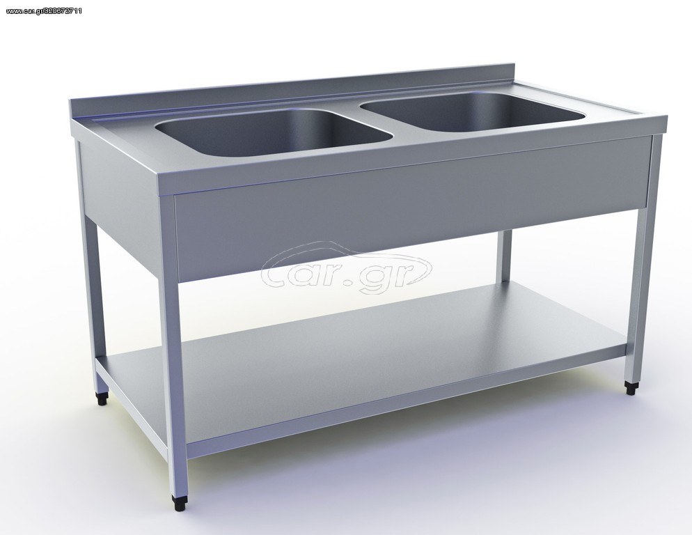 Λάντζα ανοιχτή με 2 γούρνες 50x50 cm, Διάσταση 200x70x86 cm