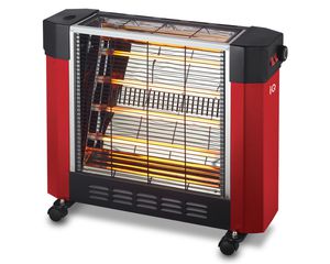 Θερμάστρα χαλαζία HT-1477 2400W με 3 επίπεδα θερμοκρασίας και ρόδες, κόκκινη