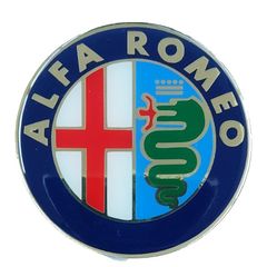 Alfa Romeo Αυτοκόλλητο Σήμα Καπώ  Πορτ Μπαγκάζ 7,4cm Μπλέ Χρυσό Smalto Plastic Υγρο Γυαλί 1 τεμ.
