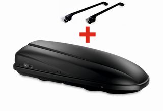 Μπαγκαζιέρα Οροφής Modula Travel Easy 460 Matt Grey (460 λίτρα) με Μπάρες Οροφής Modula Αλουμινίου Μαύρες / Ασημί