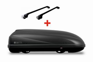 Μπαγκαζιέρα Οροφής Modula Beluga Easy 460 Matt Grey (460 λίτρα) Με Μπάρες Οροφής Modula Αλουμινίου Μαύρες / Ασημί