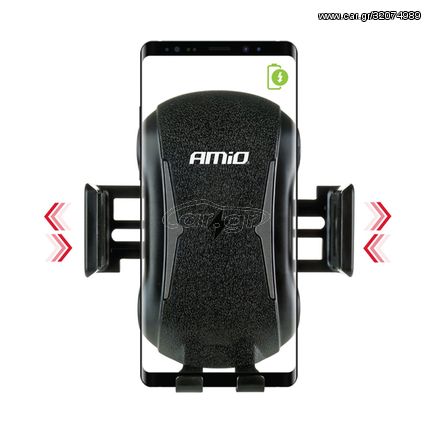 AMiO Βάση Κινητού Αυτοκινήτου Automatic Holder With Wireless Charger PHW-02 με Ρυθμιζόμενα Άγκιστρα και Ασύρματη Φόρτιση