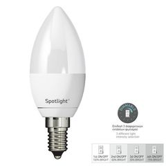 Spotlight Λαμπτήρας E14 LED Κερί 5W Σε Φυσικό Φως (4000Κ) Με Dimming 4 Σταδίων Μέσω Διακόπτη On/Off - Εναλλαγή χρωμάτων