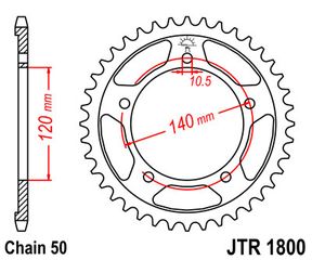 ΓΡΑΝΑΖΙ ΠΙΣΩ JT SPROCKETS JTR1800.43 ΔΟΝΤΙΑ 