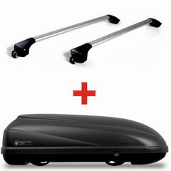 Μπαγκαζιέρα Οροφής Modula Beluga Easy 460 Matt Grey (460 λίτρα) Με Μπάρες Οροφής Modula Αλουμινίου Μαύρες / Ασημί