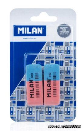 MILAN γόμα 620 BCM10100MP για μολύβι και στυλό, 53 x 20 x 8mm, σετ 2τμχ