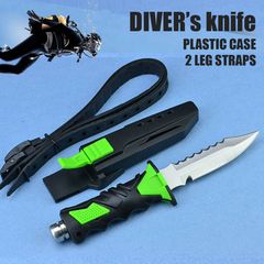 DIVER's EXTREME KNIFE GREEN - αθλητικό μαχαίρι κατάδυσης για δύτες, με ζώνη για δέσιμο στον μηρό κωδ.20659