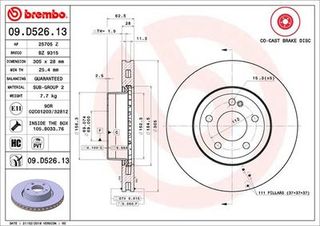 BREMBO 09.D526.13 Δισκόπλακα CO-CAST DISCS LINE  *000 421 2512* ΣΕΤ 2 ΤΕΜΑΧΙΩΝ