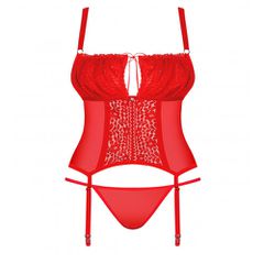 Obsessive Plus Size Blossmina Corset with Thong-thumb-5