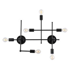 GLOBOSTAR® PIPING 00664 Vintage Φωτιστικό Τοίχου - Απλίκα με Ντουί 6 x E27 AC 220-240V IP20 - Μαύρο - Μ66 x Π9.5 x Υ49cm