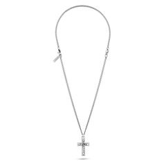 Police Crossed Out, Men's Cross - Νecklace From Silver Metal, PEAGN2211301