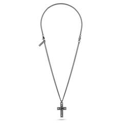 Police Crossed Out, Men's Cross - Νecklace From Anthracite Metal, PEAGN2211302