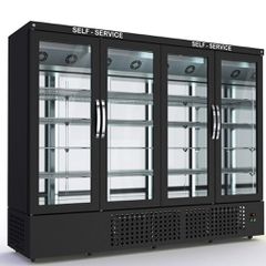 Θάλαμος Συντήρησης Self Service Μαύρος με 4 Γυάλινες Πόρτες 264x70x215cm Dominox THS-277-4S-B