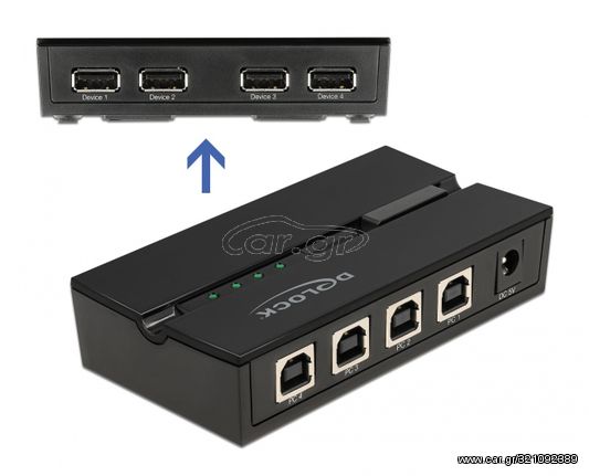 DELOCK USB 2.0 switch 11494, 4x USB Type B σε 4x USB, με μαγνήτη, μαύρο 11494 id: 46460