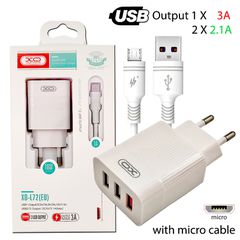 Xo L72 Eu QC3.0+2.1A 3xUSB Micro Cable