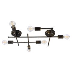 GLOBOSTAR® PIPING 00666-1 Vintage Φωτιστικό Οροφής με Ντουί 6 x E27 AC 220-240V IP20 - Μπρούτζινο - Μ66 x Π9.5 x Υ49cm