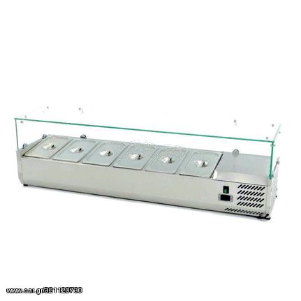 Ψυχόμενη Επιτραπέζια Βιτρίνα για 6 GN 1/3 153x38x50cm Dominox PSC-153-50