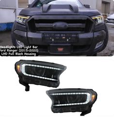 ΦΑΝΑΡΙΑ ΕΜΠΡΟΣ Headlights LED Light Bar Ford Ranger (2015-2020) LHD Full Black Housing with Sequential Dynamic Turning Lights