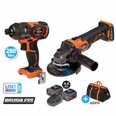 ΠΑΛΜΙΚΟ ΚΑΤΣΑΒΙΔΙ+ΓΩΝΙΑΚΟΣ ΤΡΟΧΟΣ 125ΜΜ BRUSHLESS ΣΕΤ 20V 2X4.0AH US109-24SB KRAUSMANN US109-24SB