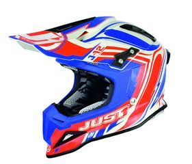 ΚΡΑΝΟΣ OFFROAD JUST1 J12 CARBON Helmet Flame Red/Blue Size XS...ΠΡΟΣΦΟΡΑ!!!