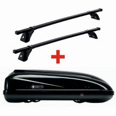 Μπαγκαζιέρα Οροφής Modula Beluga Easy 460 Glossy Black (460 λίτρα) με Μπάρες Οροφής από Γαλβανισμένο Σιδηροσωλήνα με Πλαστική Επένδυση