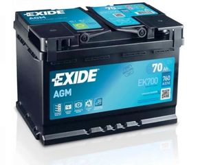 Μπαταρία αυτοκινήτου Exide EK700 Agm , start-stop,70Ah