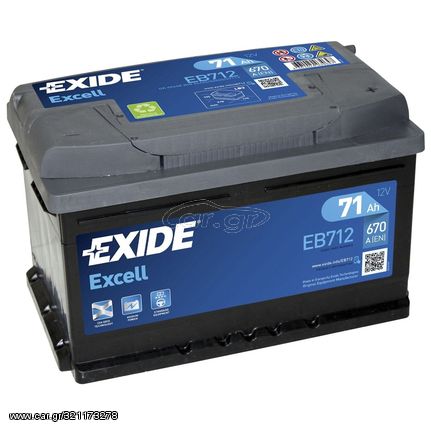 Μπαταρία  Exide Excell EΒ712, 71Ah 670cca