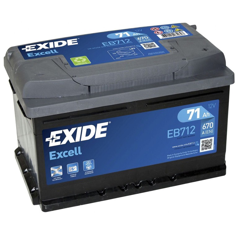 Μπαταρία Exide Excell EΒ712, 71Ah 670cca